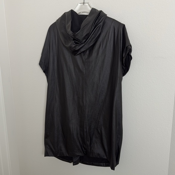 ZARA Black Faux Leather short sleeve Jacket Sz L - Picture 6 of 7